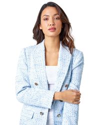 Roman - Textured Check Boucle Blazer Jacket - Lyst
