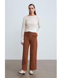 Dilvin - High-Waist Wide-Leg Faux Suede Trousers - Lyst