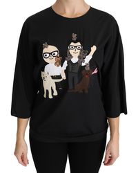 Dolce & Gabbana - Zwart #Dgfamily Top T-Shirt Zijde Blouse - Lyst