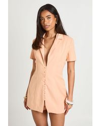 Boohoo - Tailored Button Through Skort Playsuit - Lyst
