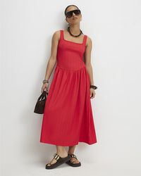 River Island - Midi Dress Petite Textured Fabric Sleeveless - Lyst