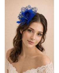 SVNX - Rosette Faux Pearl & Polka Veil Feather Fascinator - Lyst