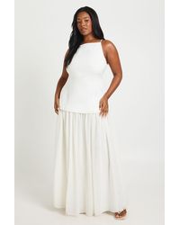 Boohoo - Plus Crepe Sleeveless Dress With Chiffon Skirt - Lyst