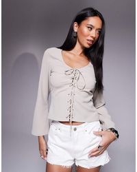 ASOS - Lace Up Front Long Sleeve Top - Lyst