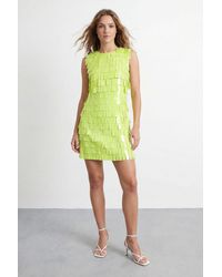 Warehouse - Fringe Sequin Shoulder Pad Mini Dress - Lyst