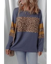 Azura Exchange - Kleurblok Luipaard Top - Lyst