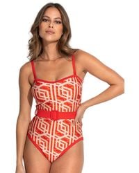 Pour Moi - 24406 Casablanca Removable Straps Belted Tummy Control Swimsuit - Lyst