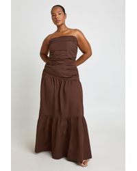 Boohoo - Plus Tiered Hem Bandeau Maxi Dress - Lyst