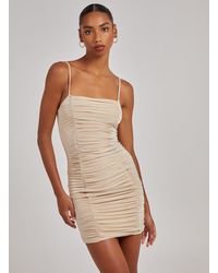 Pink Vanilla - Strappy Gathered Slinky Mini Dress - Lyst