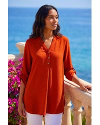 Roman - Longline Notch Neck Buttoned Top - Lyst
