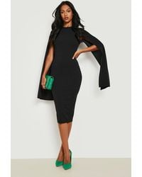 Boohoo - Tall Cape Sleeve Midi Bodycon Dress - Lyst