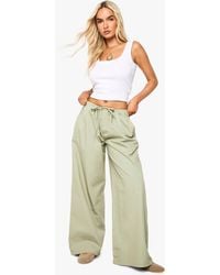Boohoo - Cotton Poplin Wide Leg Pants - Lyst