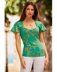 Sosandar - Baroque Print Flutter Sleeve Top - Lyst