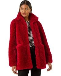 Roman - Curly Soft Borg Coat - Lyst
