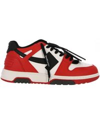 Off-White c/o Virgil Abloh - Off-red Out Of Office Red Leather Sneakers - Lyst