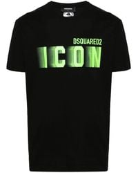 DSquared² - Icon Blur Cool Green Logo Katoenen T-shirt In Zwart - Lyst