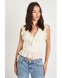 Boohoo - Chiffon Ruffle Asymmetric Top - Lyst