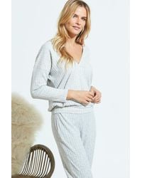 Sosandar - Light Knitted Rib Wrap Front Loungewear Top Viscose/Polyester - Lyst