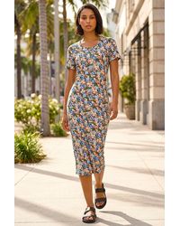 D.u.s.k - Floral Print Stretch Midi Dress - Lyst