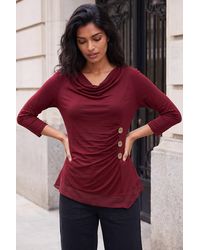 Roman - Button Detail Chiffon Hem Top - Lyst