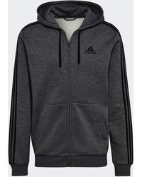 adidas - Essentials Fleece 3-Stripes Full-Zip Hoodie - Lyst