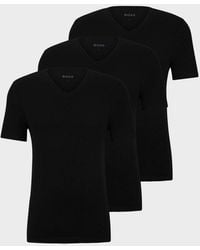BOSS - 3-pack V-neck Underwear T-shirts In Cotton Jersey - Lyst