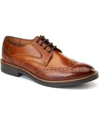 Base London - York Leather Burnt Brogues Shoes - Lyst