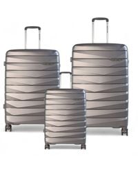 Infinity Leather - Hard Shell Tsa Smoke Strong Suitcase 8 Wheel Cabin Luggage Holiday Travel Case Abs - Lyst