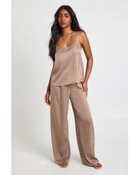 Boohoo - Satin Cami & Wide Leg Trouser Pyjama Set - Lyst