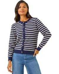 Roman - Soft Stripe Button Knit Cardigan - Lyst