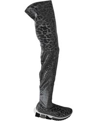 Dolce & Gabbana - Grau Leopard High Top Sneakers Booties Schuhe - Lyst