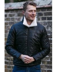 Ashwood Leather - 'Piuma Alpina' Real Puffer Jacket With Faux Fur Collar - Lyst