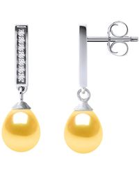 Diadema - Earrings Dangle Freshwater Pearls 6-7Mm Golden Pears Jewelery 925 - Lyst