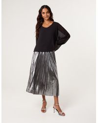 Blue Vanilla - Metallic Pleated Tulle Skirt - Lyst