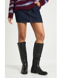 Boohoo - Chunky Knee High Elastic Panel Detail Flat Boots - Lyst