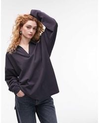 TOPSHOP - Premium Basic Oversized Long Sleeve Polo Top - Lyst