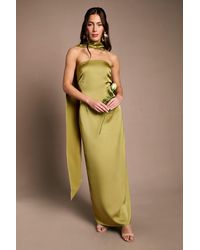 Oasis - Bandeau Satin Bridesmaid Maxi Dress With Scarf - Lyst