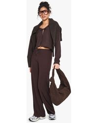 Boohoo - Rib Tie Front Long Sleeve Top And Drawstring Straght Leg Trouser Set - Lyst