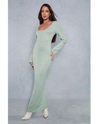 MissPap - Knitted Ribbed Detail Scoop Neck Maxi Dress - Lyst