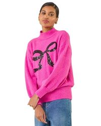 Roman - Festive Sequin Bow Knit Jumper - Lyst