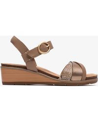 Clarks - Kacha Twist Taupe Combi Lea Sandals - Lyst