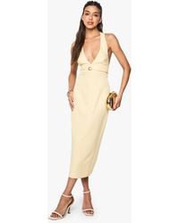 Boohoo - Tailored Buckle Detail Halter Neck Midi Dress - Lyst