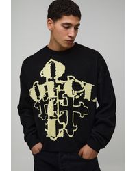 BoohooMAN - Relaxed Boxy Gothic Jacquard Knitted Jumper - Lyst