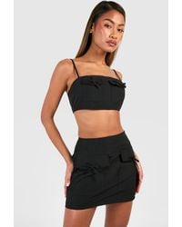 Boohoo - Mini Bow Pocket Detail Crop - Lyst