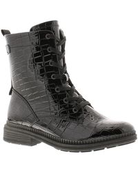 Jana - Ankle Boots Patent Pu Lace Up Croc - Lyst