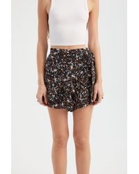 Hiccup - Floral High Waist Shorts With A Belt Detail - Lyst