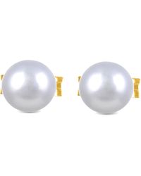 Luxenter - Sterling Zilver 925 Oorbellen Met Witte Parel Afgewerkt In 18k Geelgoud - Lyst