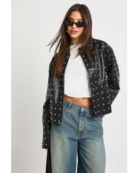 Boohoo - Super Soft Premium Faux Leather Studded Jacket - Lyst