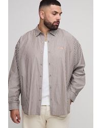 BoohooMAN - Plus Poplin Stripe Super Oversized Shirt - Lyst