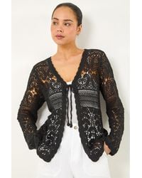 Roman - Petite Cotton Crochet Knit Cardigan - Lyst